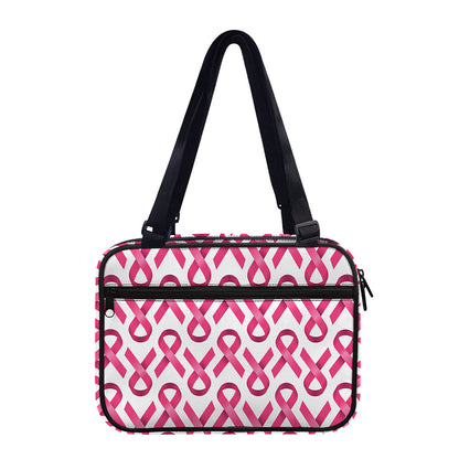 Pink And White Breast Cancer Print Double Strap Bible Bag