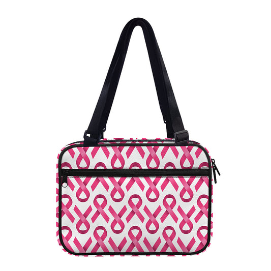 Pink And White Breast Cancer Print Double Strap Bible Bag