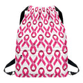 Pink And White Breast Cancer Print Drawstring Backpack