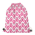 Pink And White Breast Cancer Print Drawstring Bag