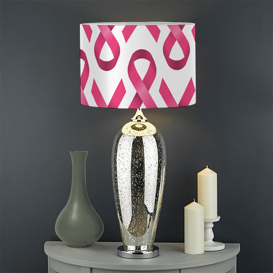 Pink And White Breast Cancer Print Drum Lamp Shade