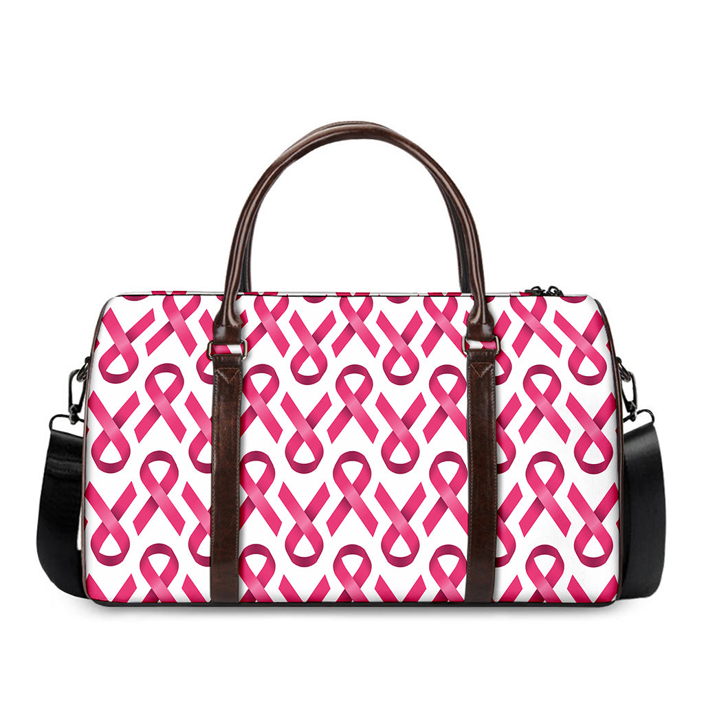 Pink And White Breast Cancer Print Duffle Bag