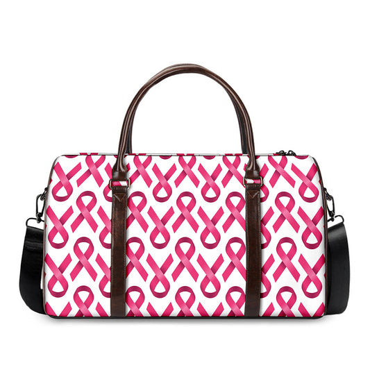 Pink And White Breast Cancer Print Duffle Bag