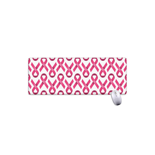 Pink And White Breast Cancer Print Extended Mouse Pad
