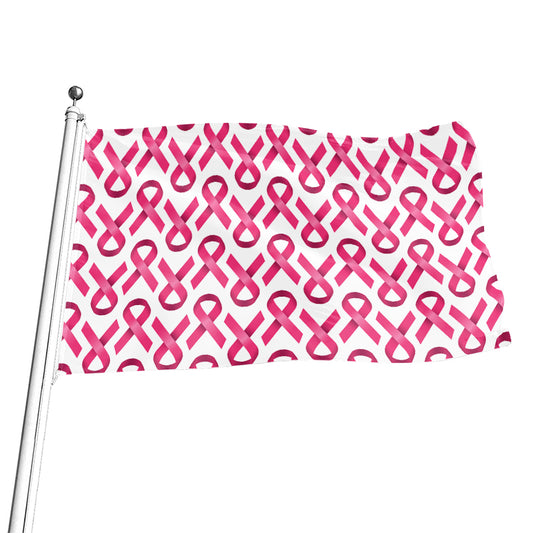 Pink And White Breast Cancer Print Flag