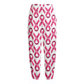 Pink And White Breast Cancer Print Fleece Lined Knit Pants