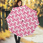 Pink And White Breast Cancer Print Foldable Umbrella