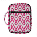 Pink And White Breast Cancer Print Front Pocket Bible Bag