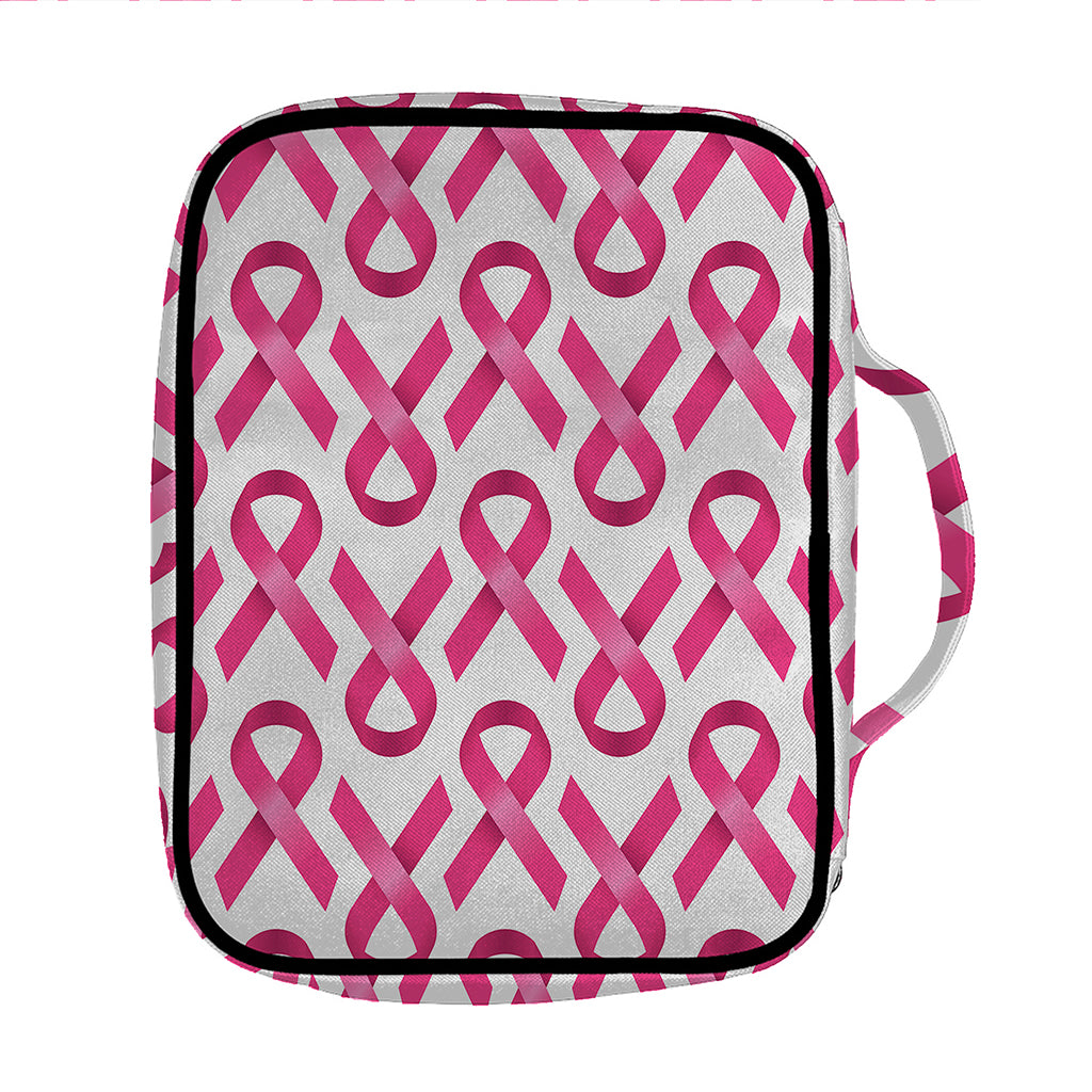 Pink And White Breast Cancer Print Front Pocket Bible Bag