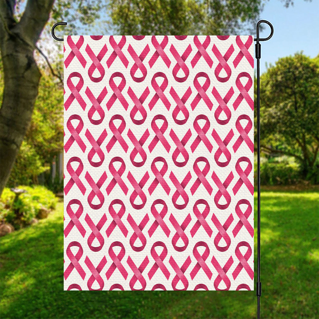 Pink And White Breast Cancer Print Garden Flag