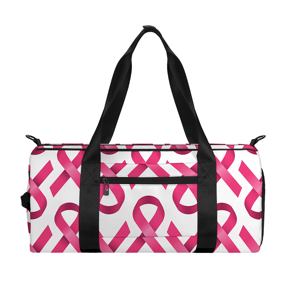 Pink And White Breast Cancer Print Gym Bag