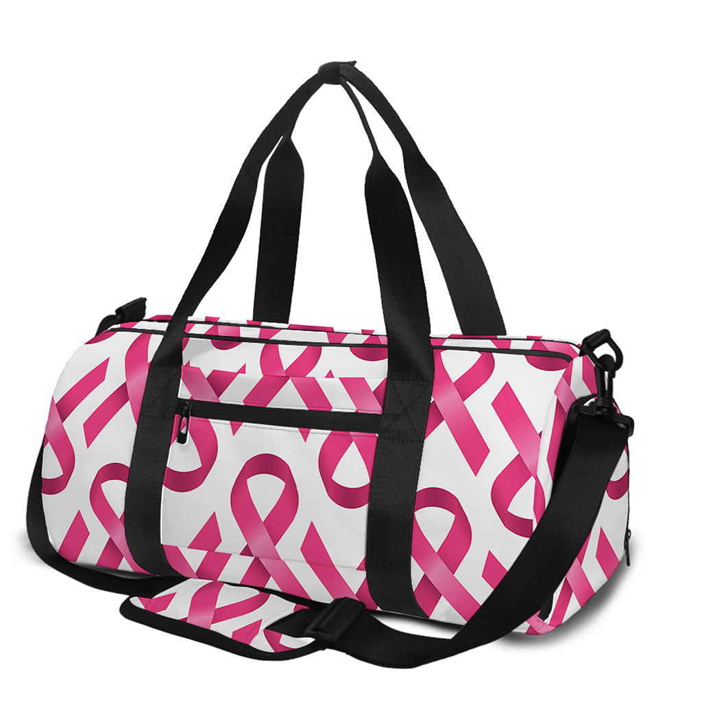 Pink And White Breast Cancer Print Gym Bag