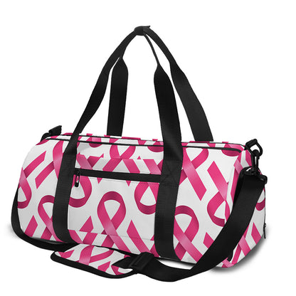 Pink And White Breast Cancer Print Gym Bag