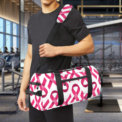 Pink And White Breast Cancer Print Gym Bag