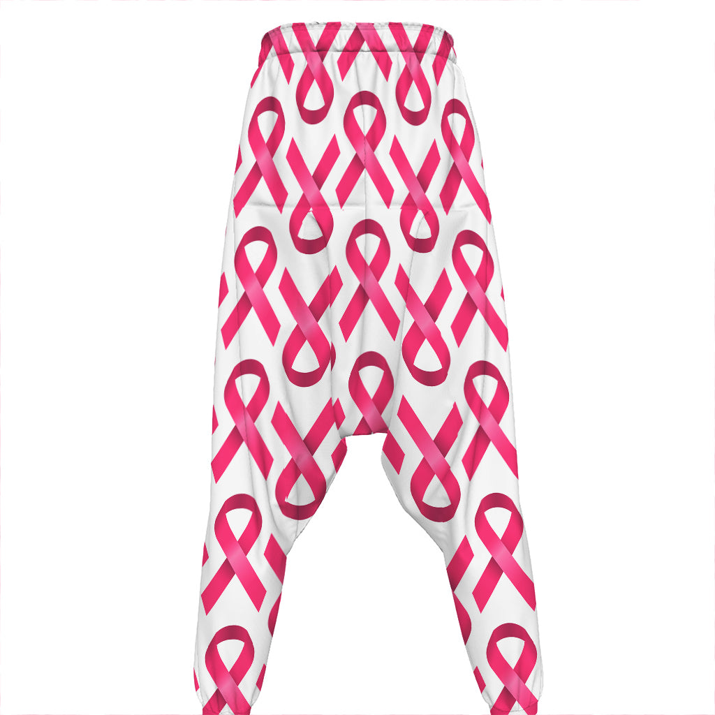 Pink And White Breast Cancer Print Hammer Pants