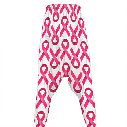 Pink And White Breast Cancer Print Hammer Pants
