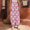 Pink And White Breast Cancer Print Harem Pants