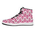 Pink And White Breast Cancer Print High Top Leather Sneakers