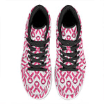 Pink And White Breast Cancer Print High Top Leather Sneakers