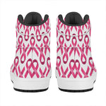Pink And White Breast Cancer Print High Top Leather Sneakers