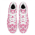 Pink And White Breast Cancer Print High Top Leather Sneakers