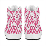 Pink And White Breast Cancer Print High Top Leather Sneakers