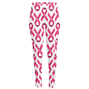 Pink And White Breast Cancer Print High-Waisted Pocket Leggings