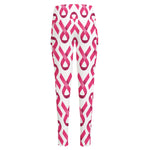 Pink And White Breast Cancer Print High-Waisted Pocket Leggings