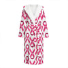 Pink And White Breast Cancer Print Hooded Bathrobe