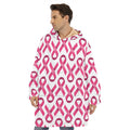 Pink And White Breast Cancer Print Hoodie Blanket