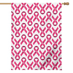 Pink And White Breast Cancer Print House Flag