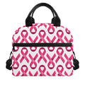 Pink And White Breast Cancer Print Insulated Lunch Bag