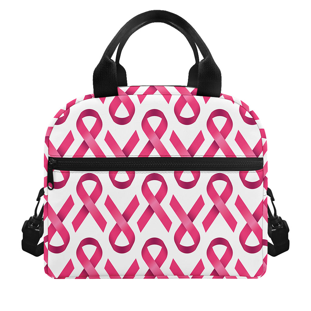 Pink And White Breast Cancer Print Insulated Lunch Bag