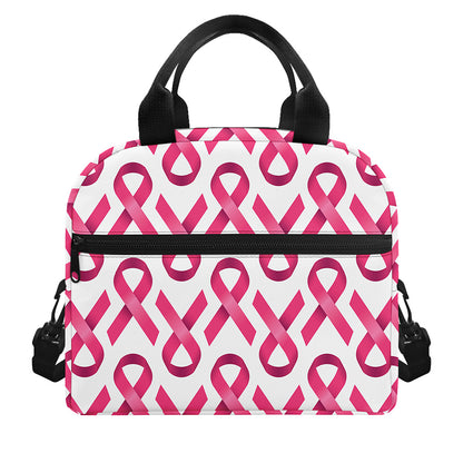 Pink And White Breast Cancer Print Insulated Lunch Bag