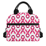 Pink And White Breast Cancer Print Insulated Lunch Bag