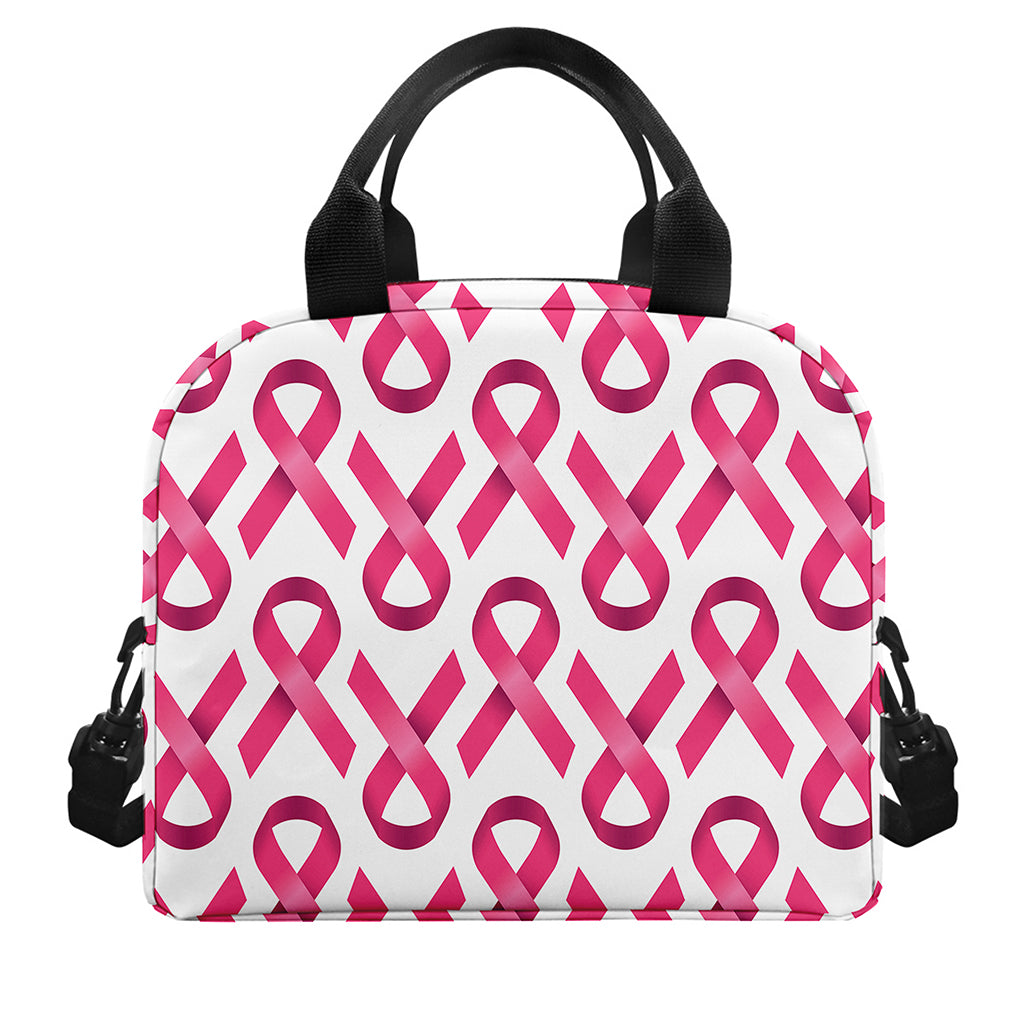 Pink And White Breast Cancer Print Insulated Lunch Bag