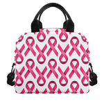 Pink And White Breast Cancer Print Insulated Lunch Bag