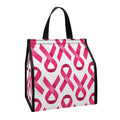 Pink And White Breast Cancer Print Insulated Lunch Tote