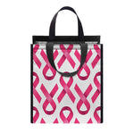 Pink And White Breast Cancer Print Insulated Lunch Tote
