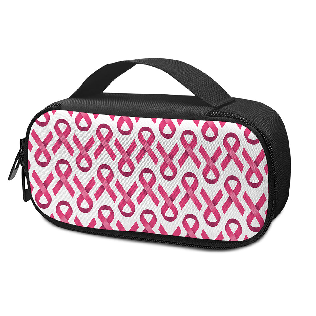 Pink And White Breast Cancer Print Insulin Cooler Travel Case