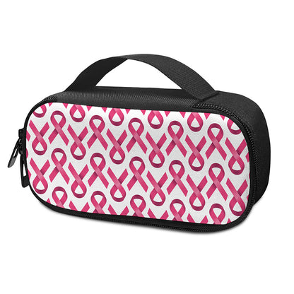 Pink And White Breast Cancer Print Insulin Cooler Travel Case