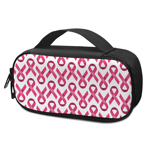 Pink And White Breast Cancer Print Insulin Cooler Travel Case
