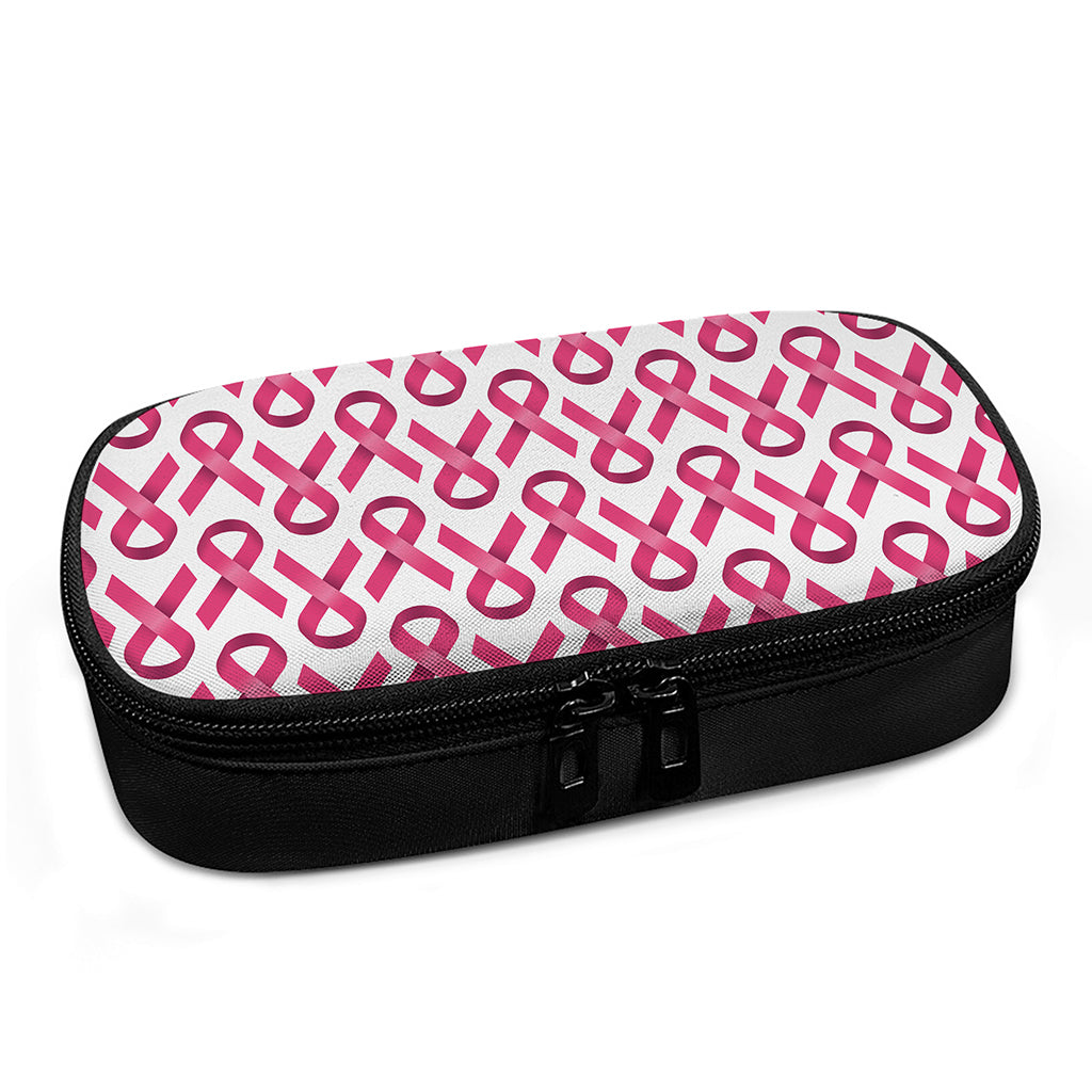 Pink And White Breast Cancer Print Insulin Cooler Travel Case