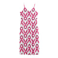 Pink And White Breast Cancer Print Jersey Midi Cami Dress