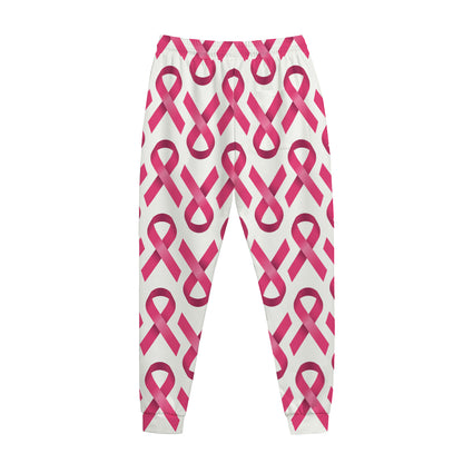 Pink And White Breast Cancer Print Jogger Pants