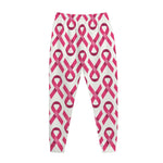 Pink And White Breast Cancer Print Jogger Pants