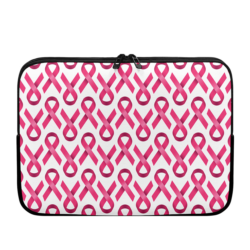 Pink And White Breast Cancer Print Laptop Sleeve