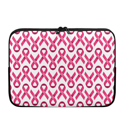 Pink And White Breast Cancer Print Laptop Sleeve