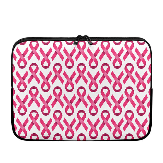 Pink And White Breast Cancer Print Laptop Sleeve