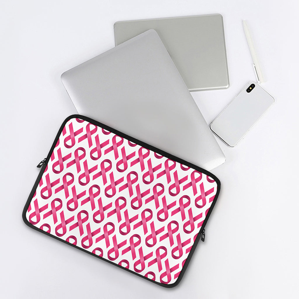 Pink And White Breast Cancer Print Laptop Sleeve